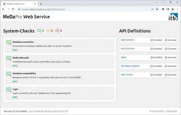 MeDaPro Webservice: Status page in browser